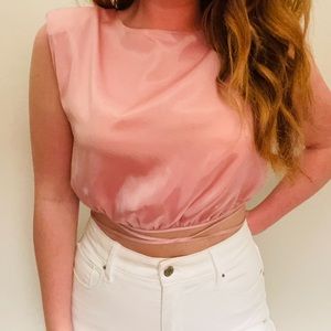 WAYF pink satin crop top💕
